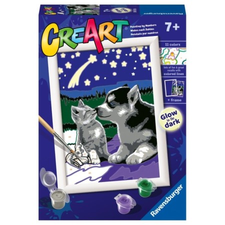CreArt pictura pe numere pentru copii prieteni care stralucesc in intuneric